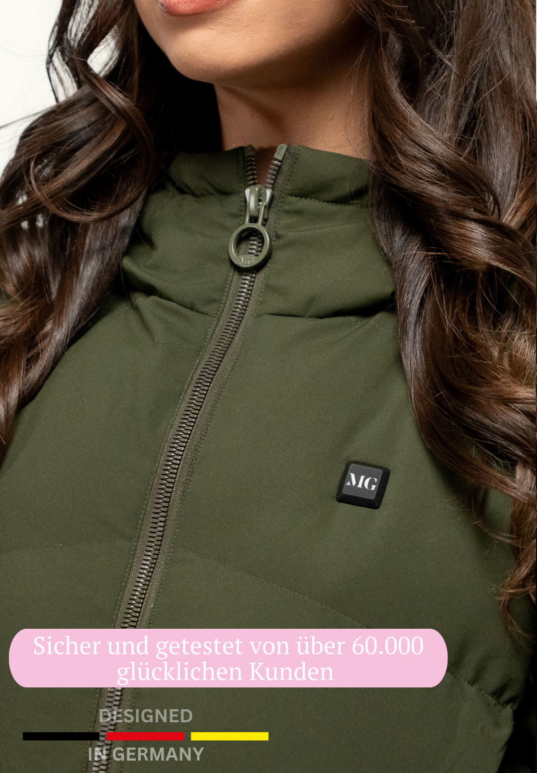 Veluna - beheizte Jacke lang olive grün