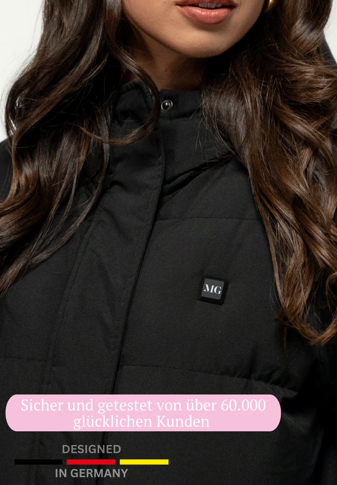 Veluna - beheizte Jacke super lang schwarz