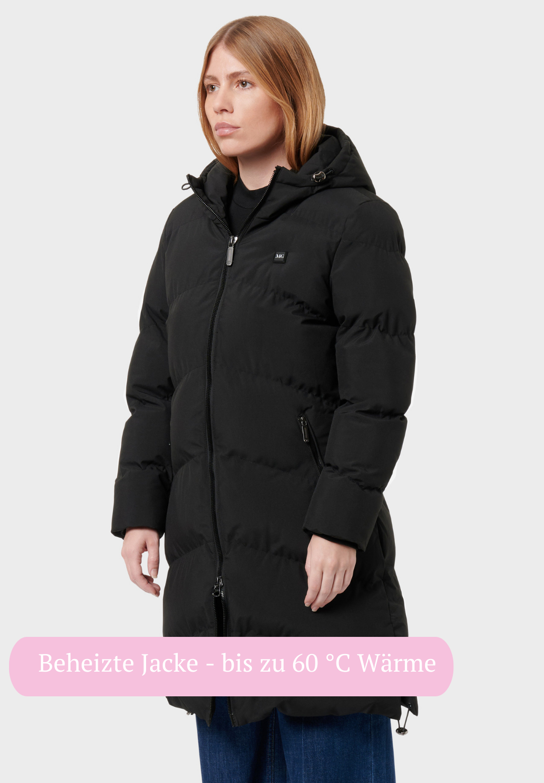 Veluna - beheizte Jacke lang schwarz