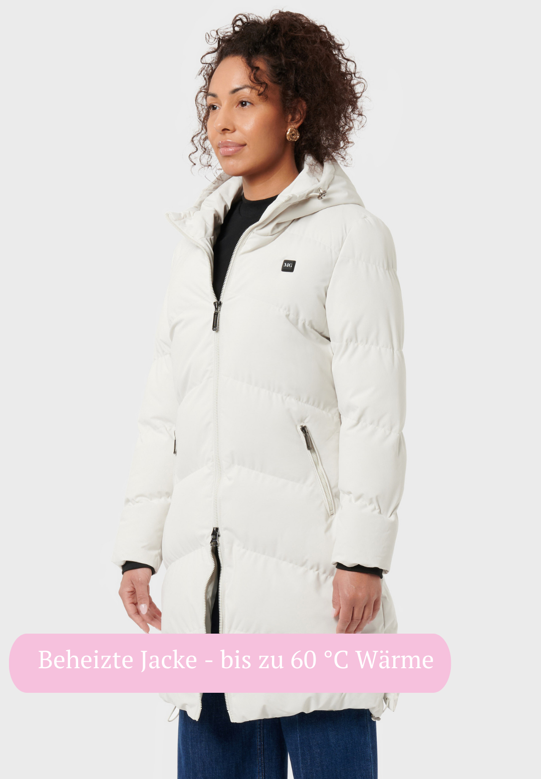 Veluna - beheizte Jacke lang beige