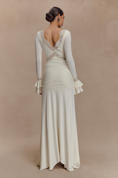 Electra Slinky Lace Maxi Dress - Ivory