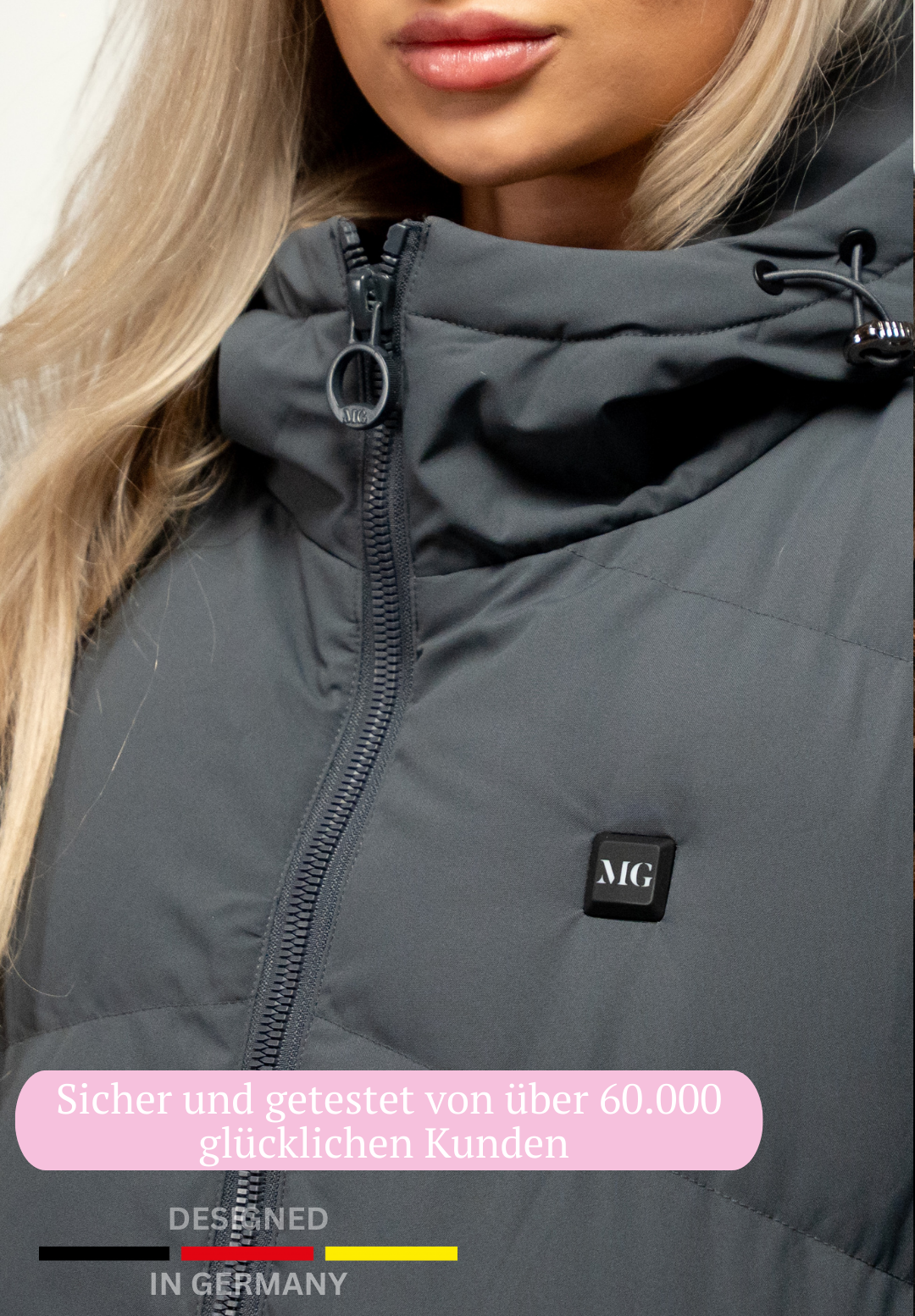 Veluna - beheizte Jacke lang grau