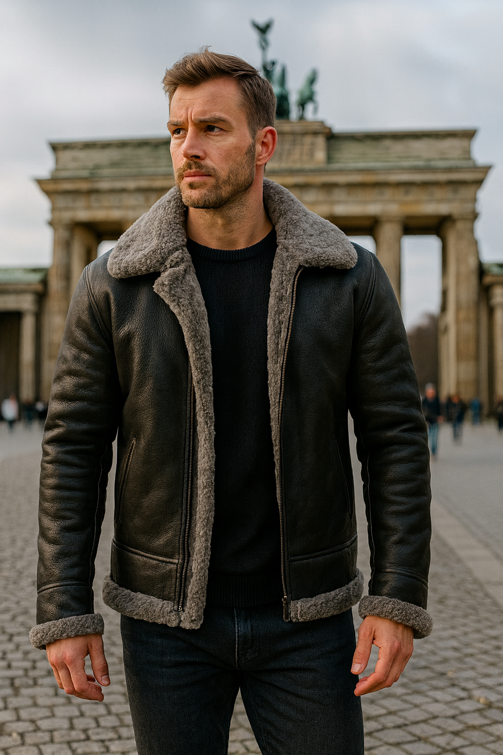 Frederik | Herren Aviator Lederjacke