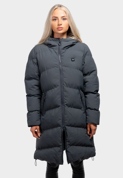 Veluna - beheizte Jacke lang grau