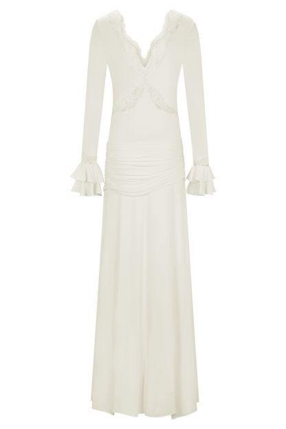 Electra Slinky Lace Maxi Dress - Ivory