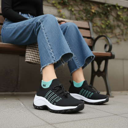 Ambulo Orthopädische Schuhe Strickstoff - Grün Schwarz